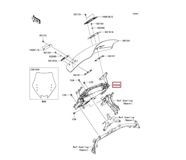 Kawasaki Windshield Assy ZG1400CAF 3 Kawasaki Windshield Assy ZG1400CAF